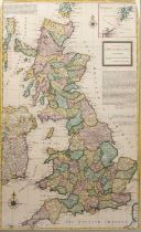 Hermann Moll 'A New Map of Great Britain', engraving on two conjoined sheets, hand-coloured, printed