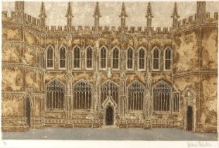Valerie Thornton (1931-1991) North face of the Divinity School, Oxford, etching with aquatint in