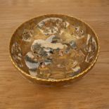 Satsuma bowl Japanese, 19th Century painted with Samurai to the centre, and a fan-shaped panels of