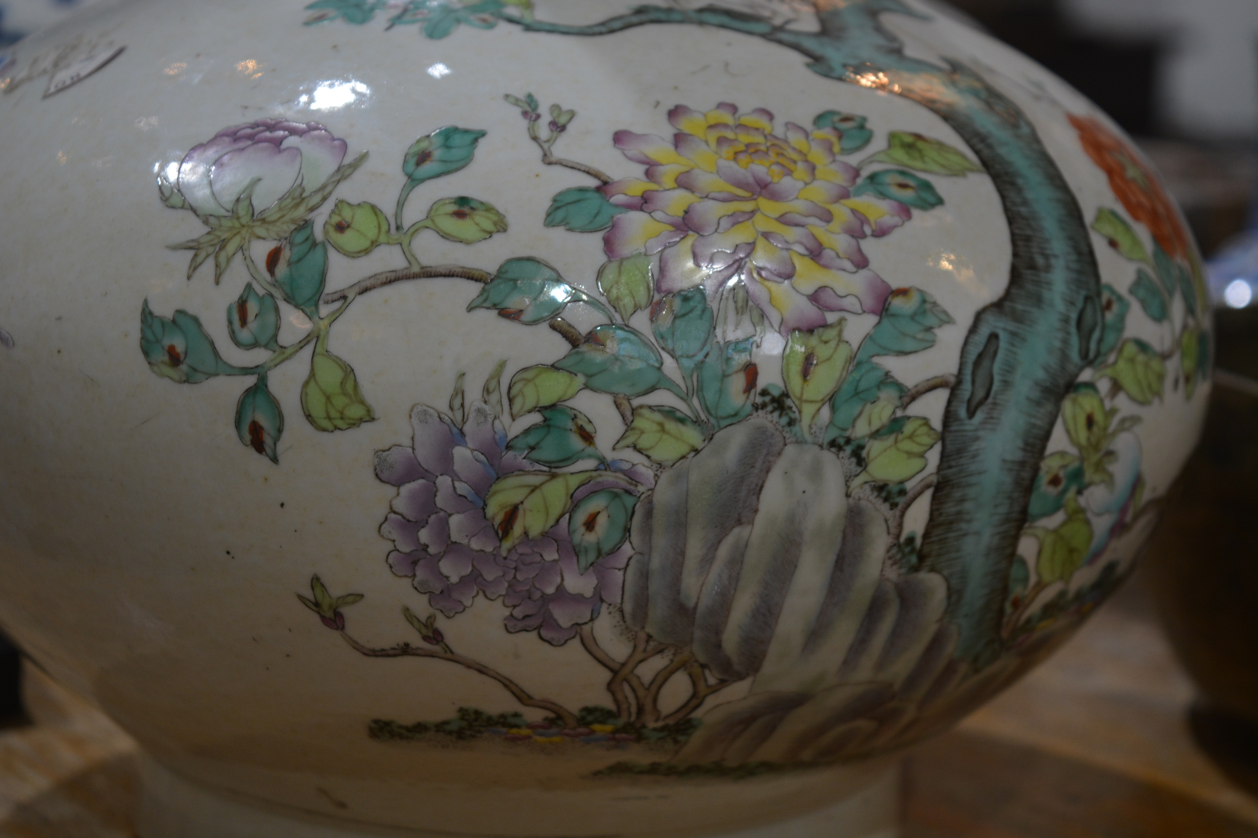 Enamelled porcelain bottle vase Chinese, Xuantong period painted with auspicious herons perched in a - Image 14 of 20