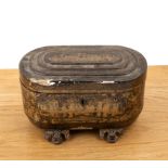 Export lacquered tea caddy Chinese, 19th Century the lid with graduating layers, decorated