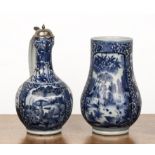 Blue and white porcelain Arita and a tankard Japanese, circa 1700 both with panels of landscape
