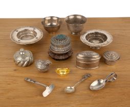 Group of white metal and silver pieces South-East Asian, Chinese and Egyptian including a