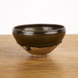 Hares fur glazed bowl Chinese of tapering form with an unglazed lower part and foot, 14cm diameter x