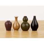 Group of four miniature vases Chinese, 18th/19th Century including a sang de boeuf meiping shaped