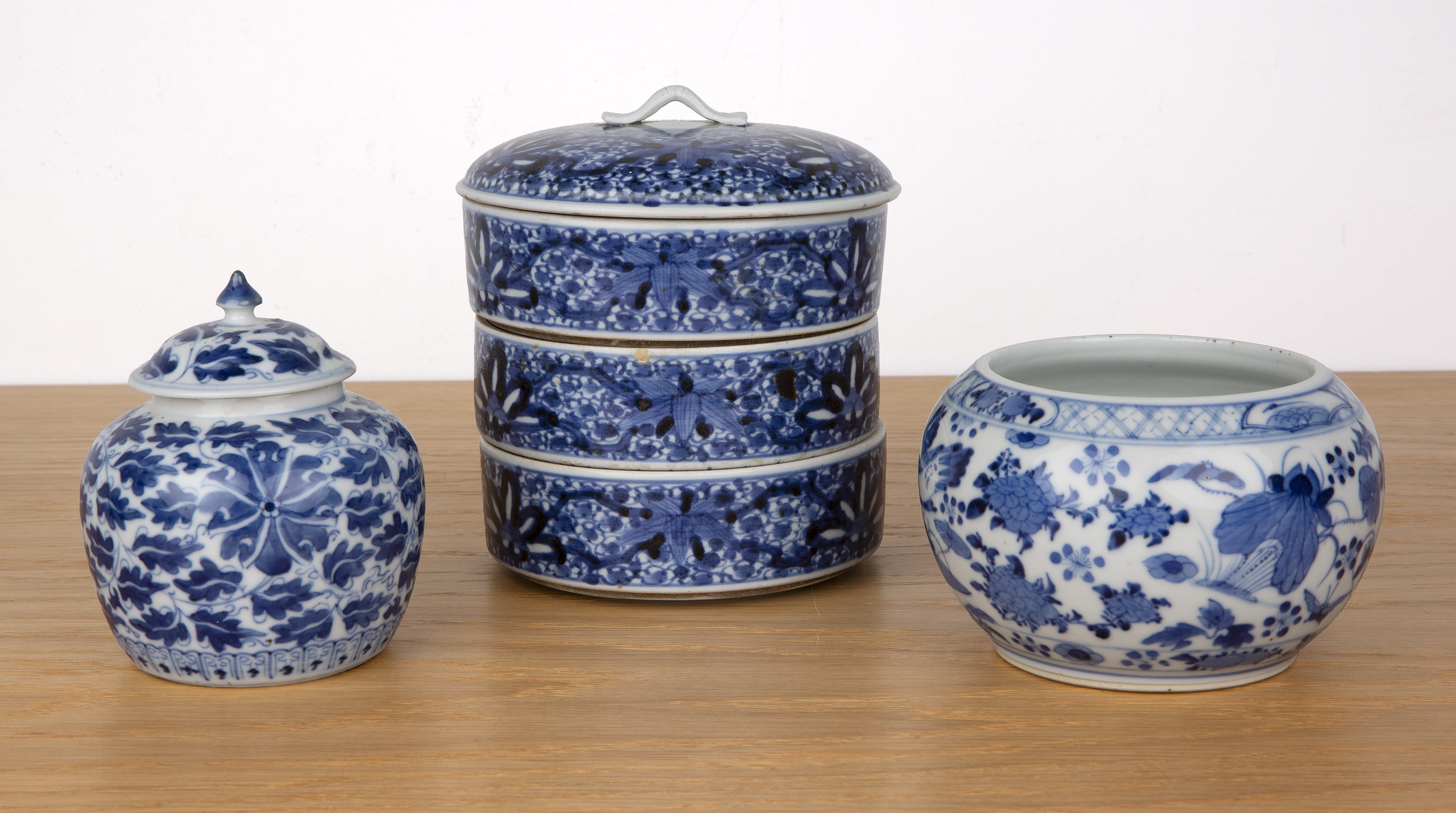 Three pieces of blue and white porcelain Chinese and Japanese, 19th Century including a small - Image 2 of 4