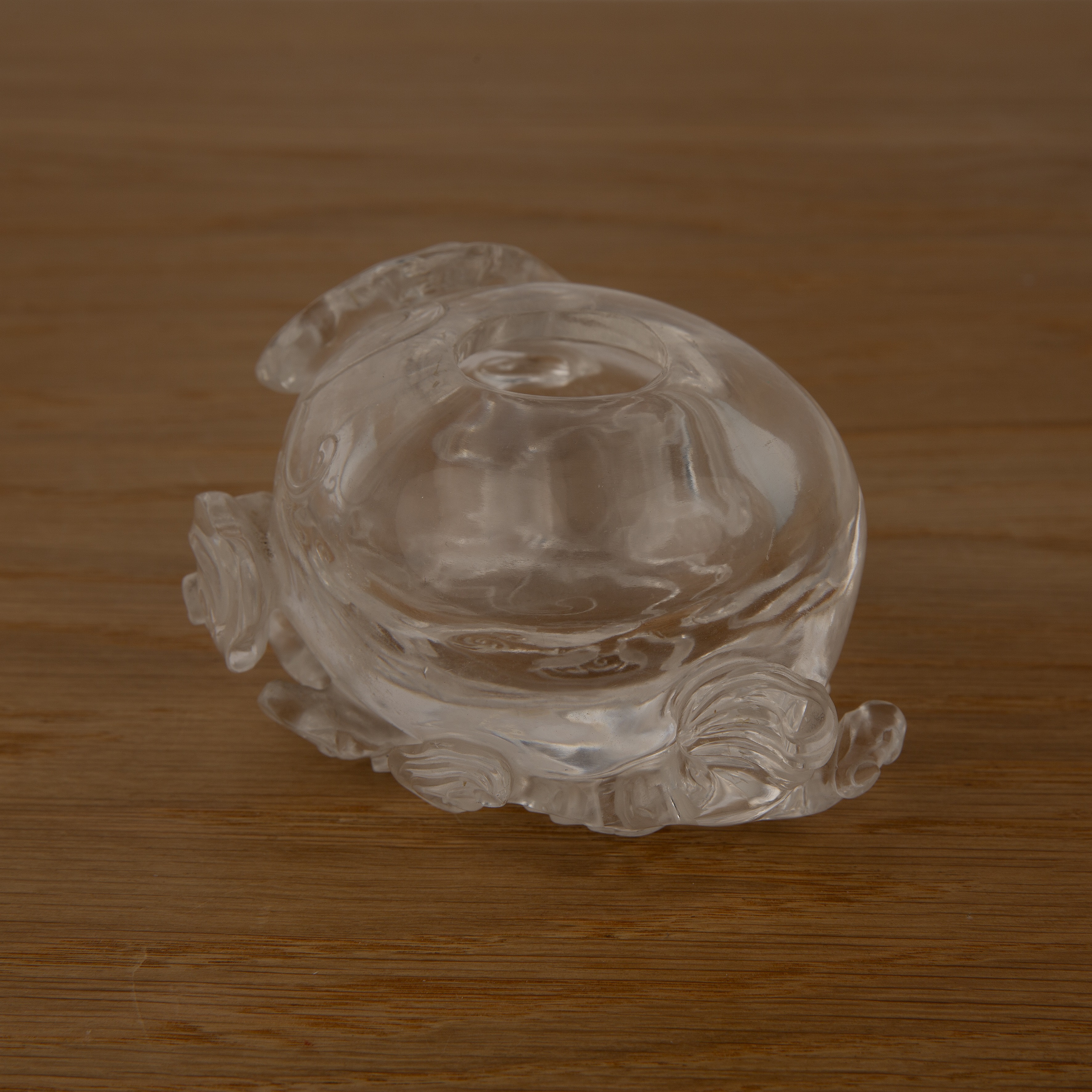 Rock crystal brush washer Chinese, 18th/19th Century of oval form, with trailing lingzhi fungus - Image 4 of 9