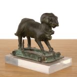 Bronze engraved toy in the form of a ram Indian, 16th/17th Century set on a rectangular base, with
