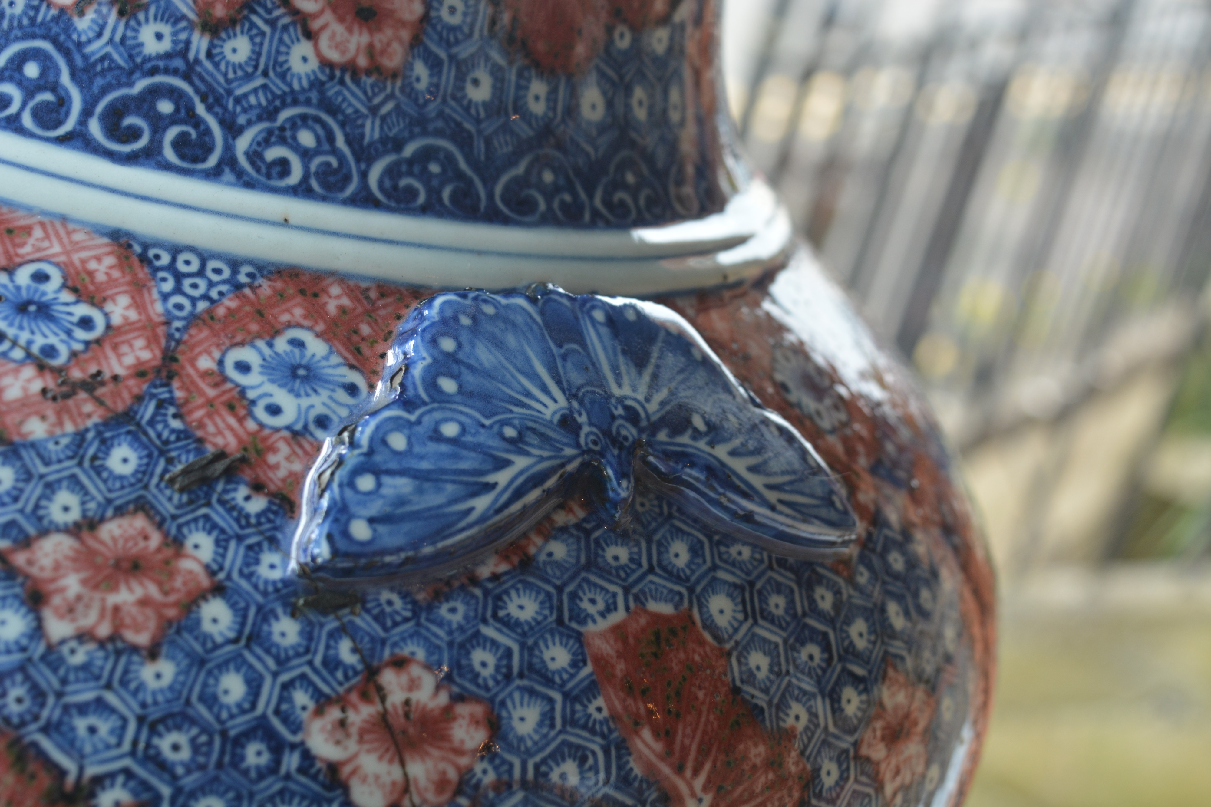 Large underglaze blue and copper-red porcelain vase Chinese, 18th Century of archaistic hu form with - Image 17 of 18