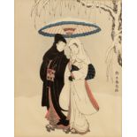 After Suzuki Harunobu (Japanese, Edo period, 1725-1770) 'Lovers Walking in the Snow (Crow and