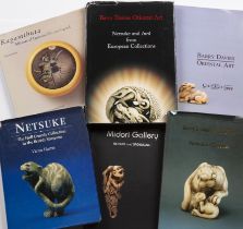 Collection of catalogues and books on netsukes to include 'Netsuke', 'The Hull Grundy Collection
