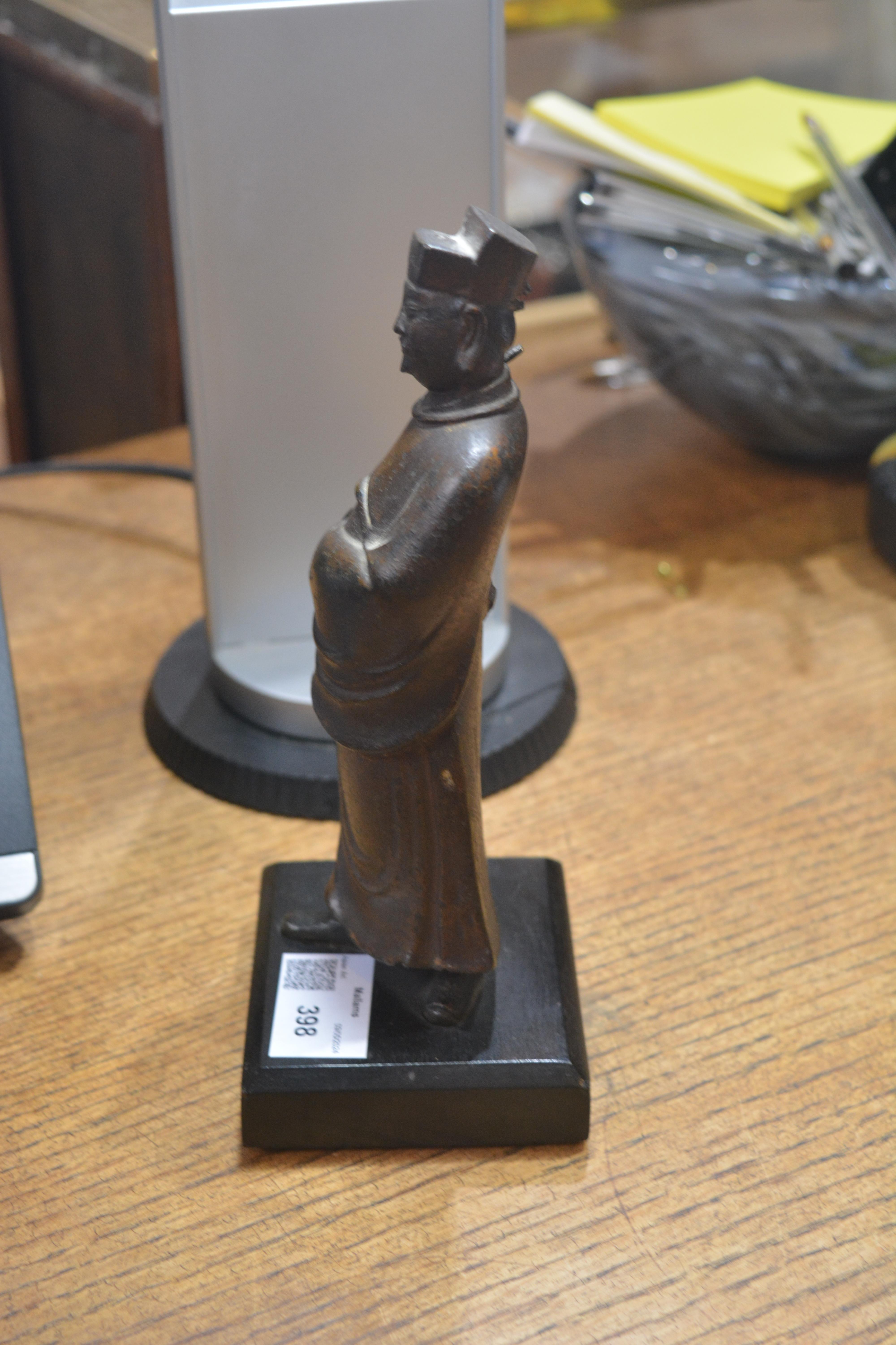 Bronze composite-filled standing guardian figure on a wood stand Chinese, late Ming the standing - Image 6 of 10