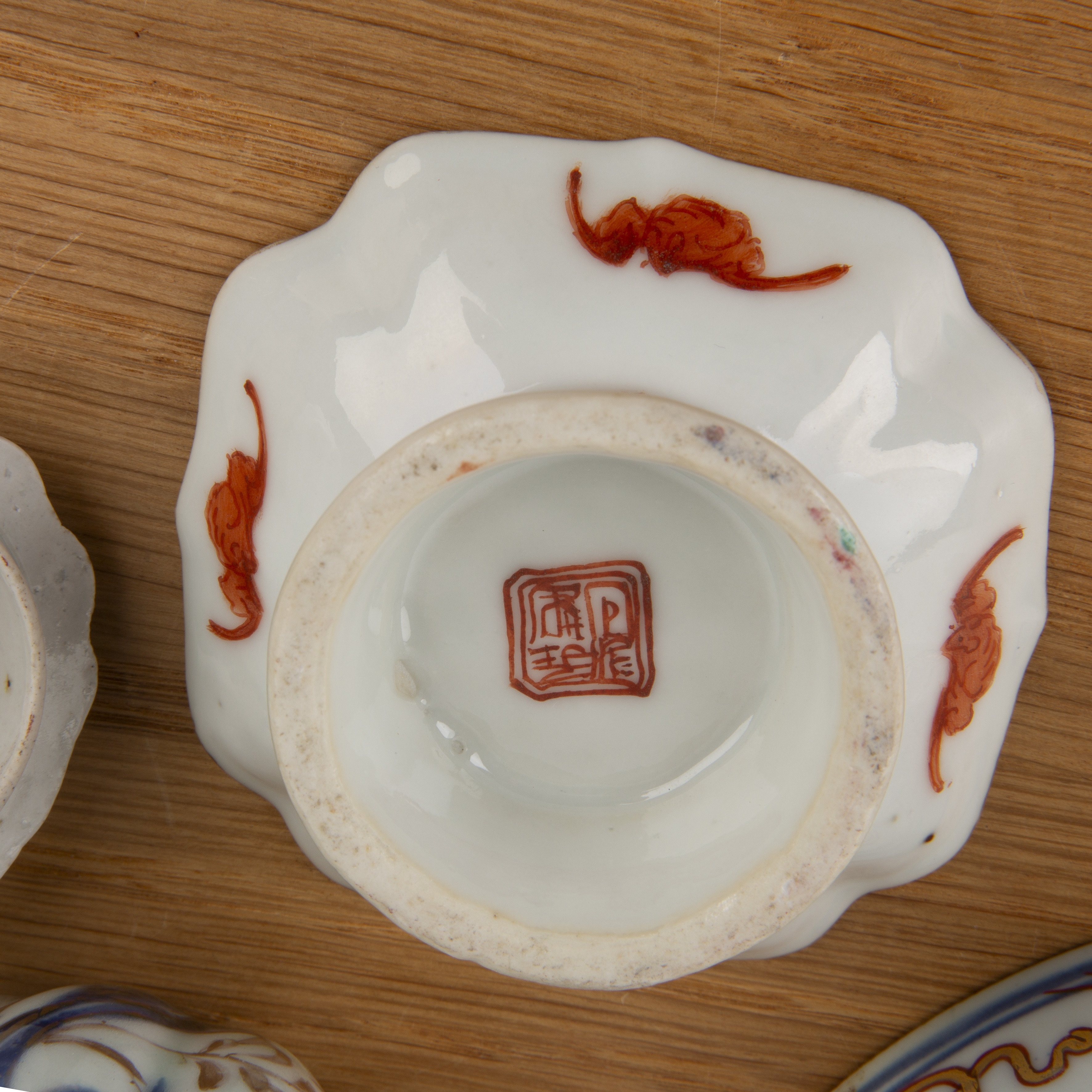 Group of three pieces Chinese and Japanese to include a small Imari teapot, 9cm high, a clobbered - Image 3 of 4