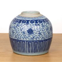 Blue and white porcelain ginger jar Chinese converted to a lamp base, 18.5cm high With some firing