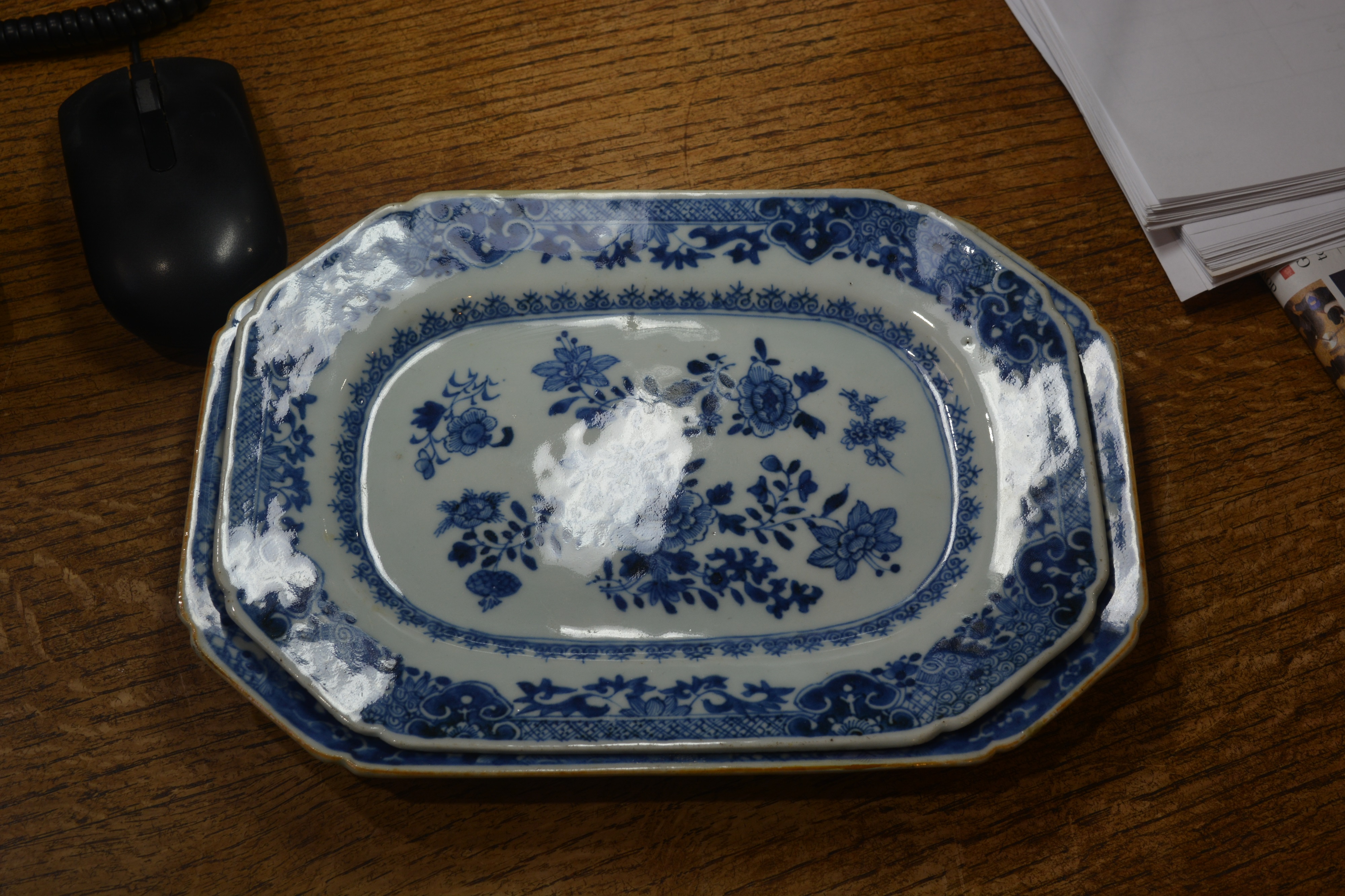 Four similar graduated blue and white porcelain serving dishes Chinese, circa 1900 with various - Image 8 of 8