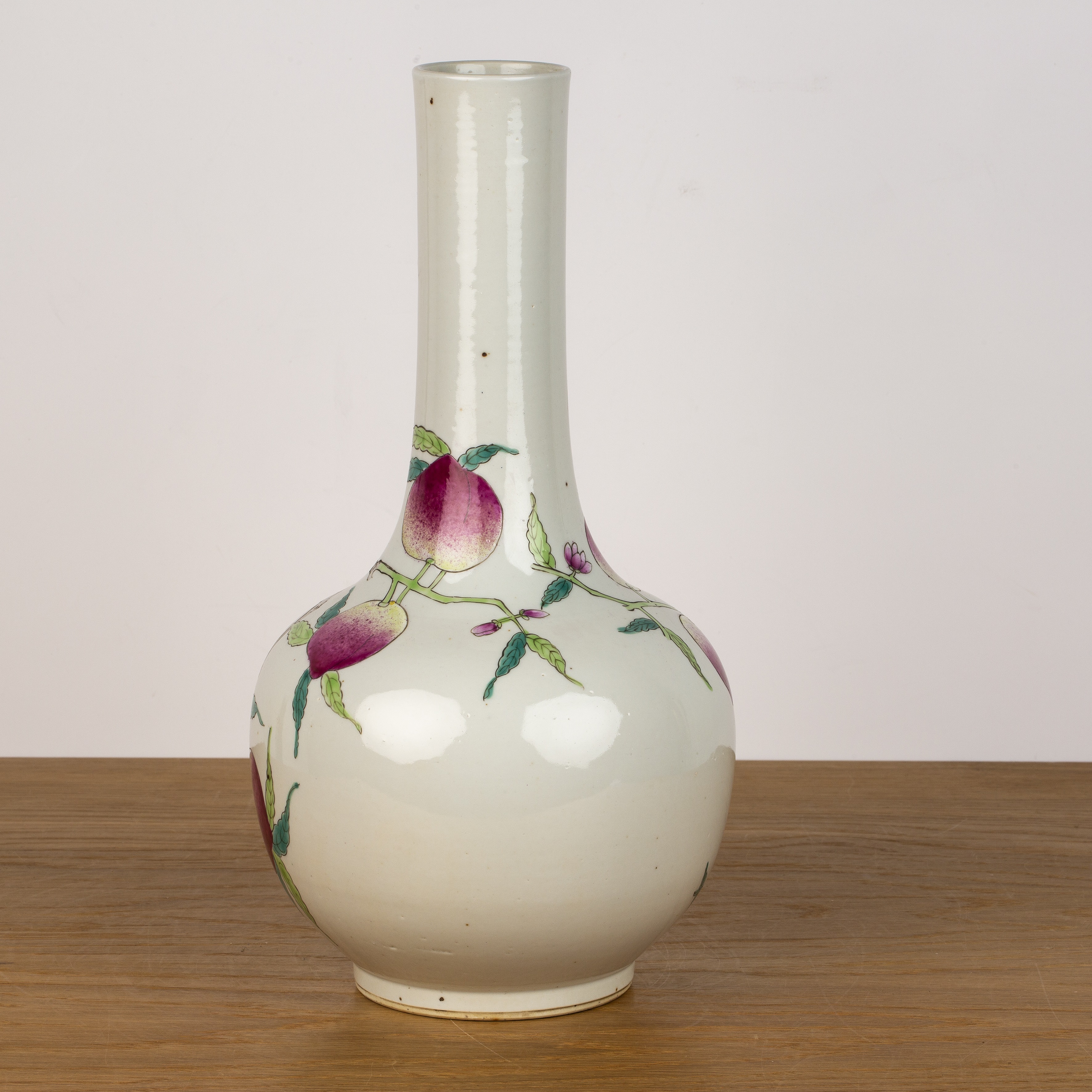 Peach decorated bottle vase Chinese, 20th Century with enamelled decoration, 36cm high With some - Image 2 of 3