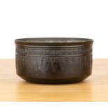 Bronze bowl Chinese, 17th/18th Century having a band of palmettes beneath a running scroll border,