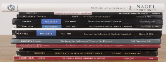 Collection of catalogues on netsukes to include 'Netsuke from the Collection of Raymond and