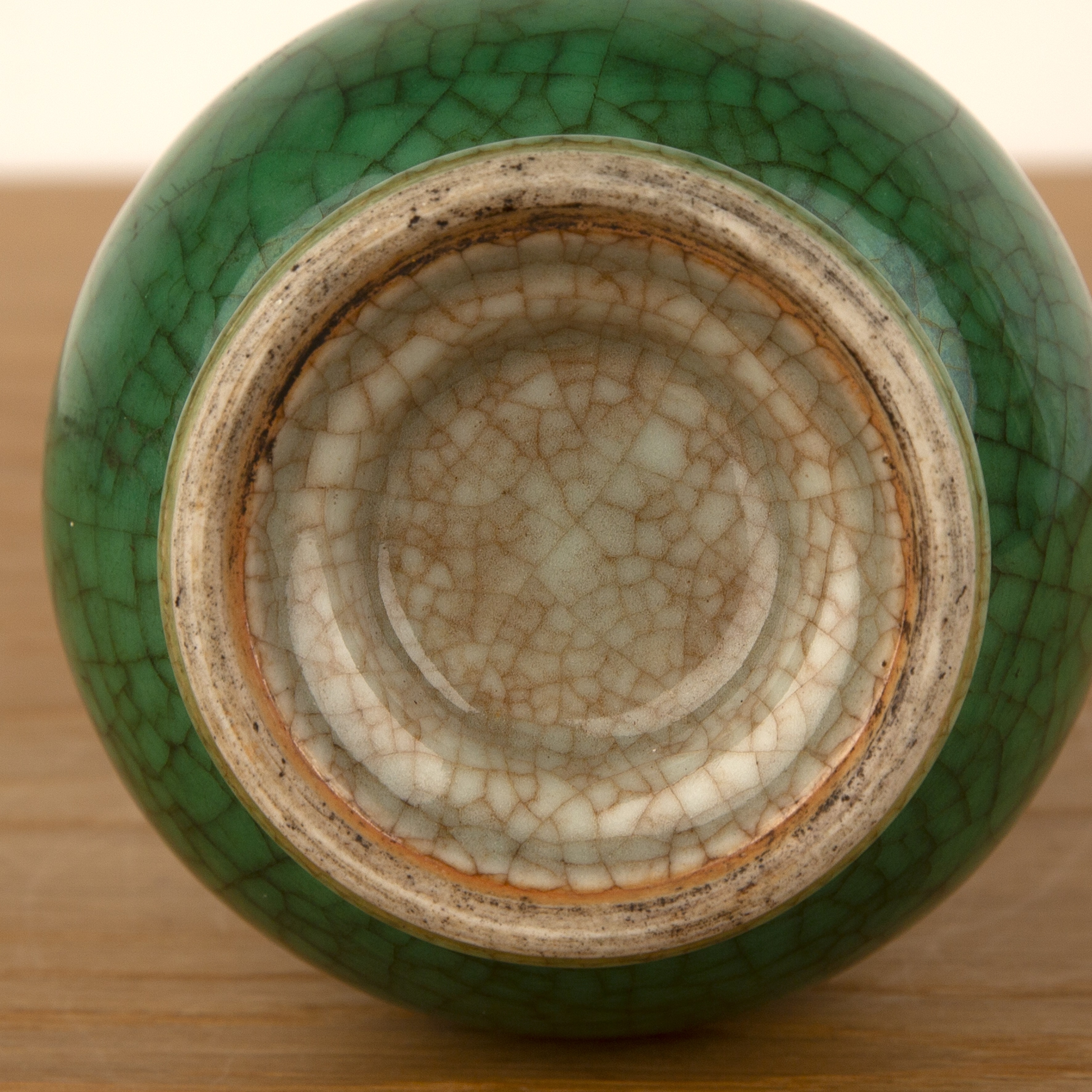 Green crackled glaze vase Chinese, 19th Century with a slightly raised foot rim, 19.4cm high Small - Image 3 of 4