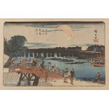 Collection of woodblock prints after Utagawa Hiroshige (Japanese, 1797-1858) to include 'Clear