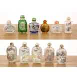 Eleven inside painted snuff bottles Chinese, 20th Century including scenes of children playing in