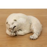 Porcelain model bear Japanese, 17th/18th Century the animal with its right paw lifting towards its