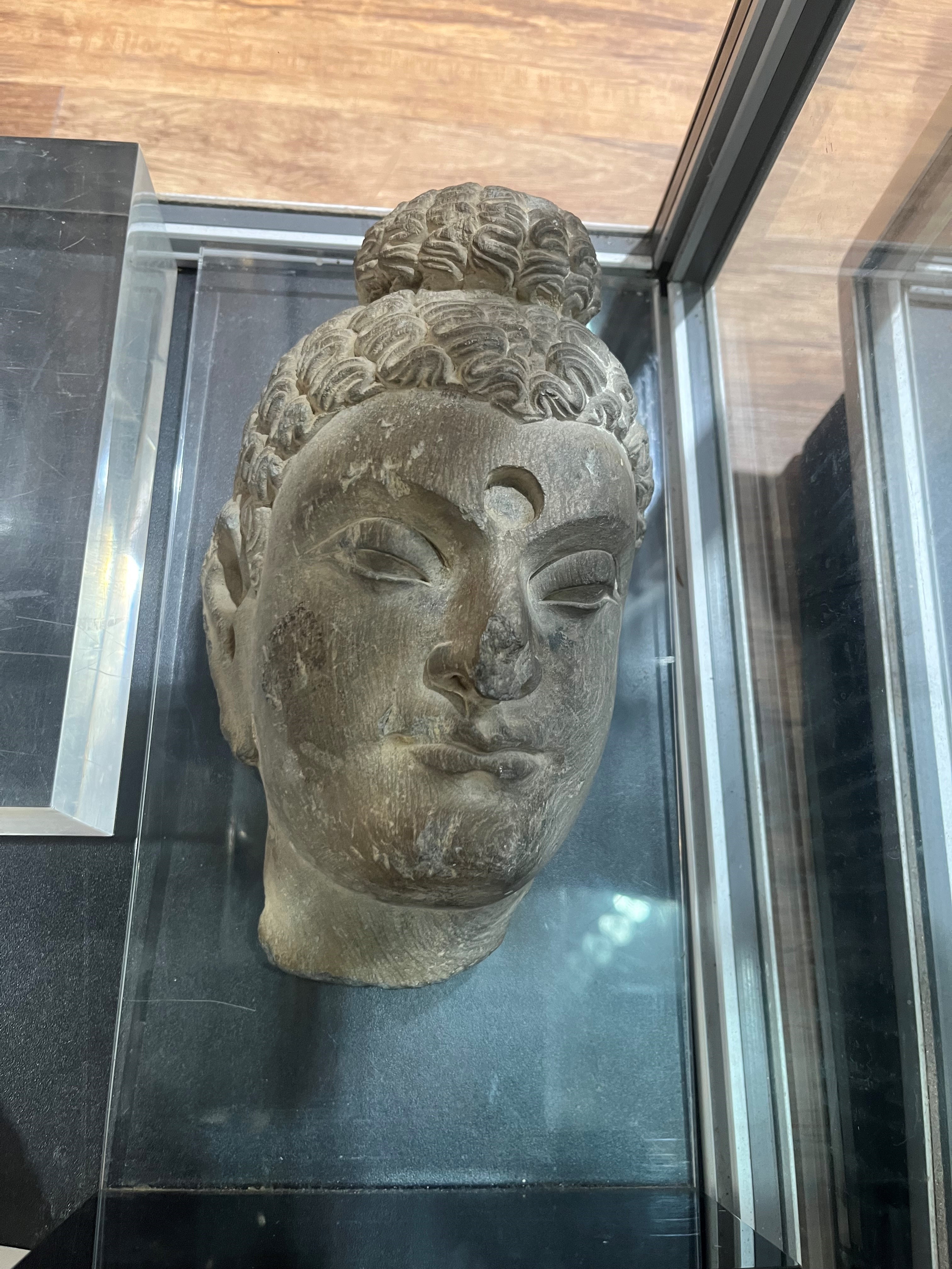 Fragmentary grey carved schist head of Buddha Indian, ancient region of Gandhara, 3rd-4th Century - Image 8 of 9