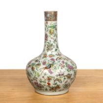 Canton porcelain polychrome bottle vase Chinese, 19th Century painted in famille rose enamels with