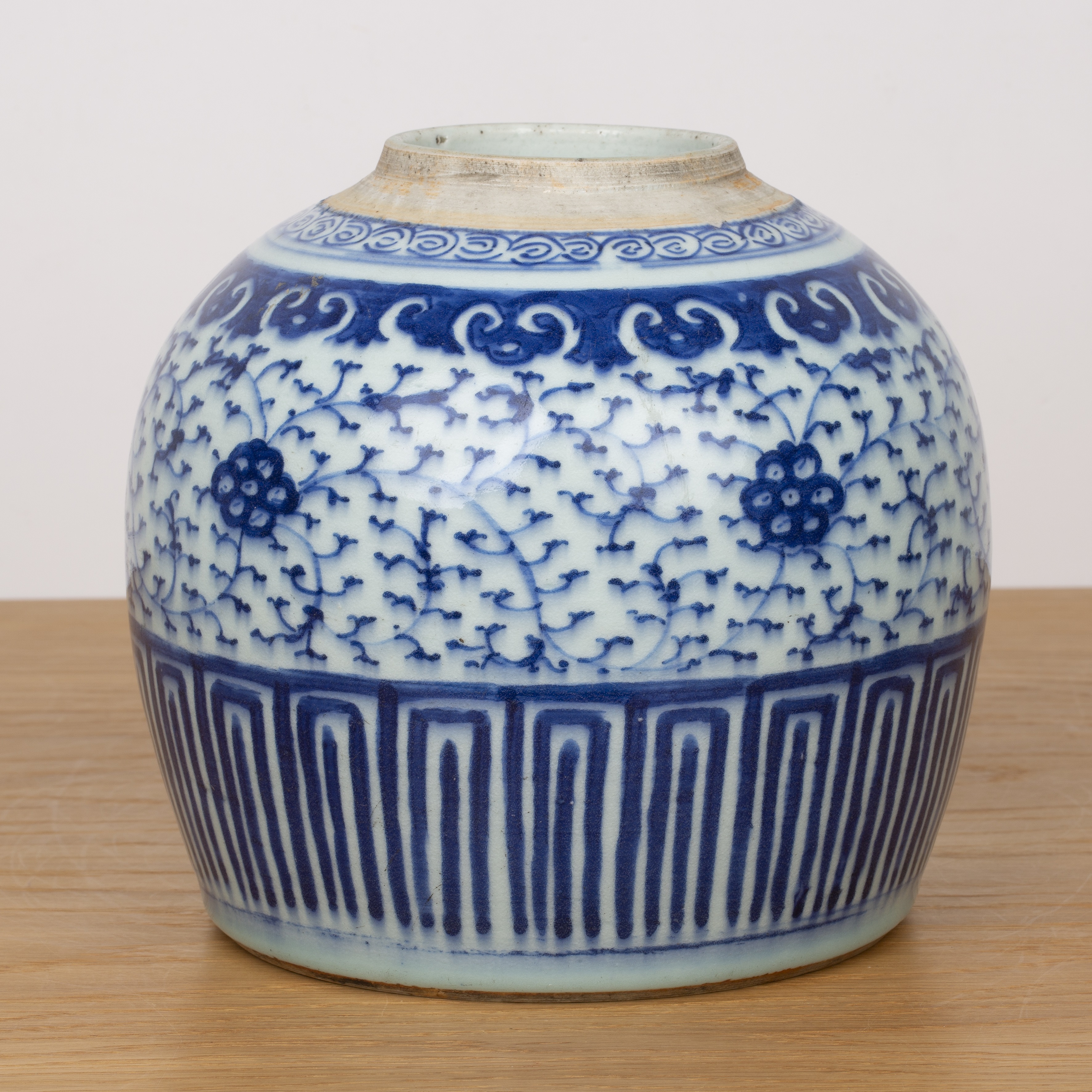 Blue and white porcelain ginger jar Chinese converted to a lamp base, 18.5cm high With some firing - Image 3 of 5