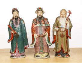 Three large porcelain figures of Immortals Chinese, 20th Century including a model of Shou Lao