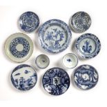 Group of blue and white pieces Chinese and Japanese including Hirado, Kraak style and others, the