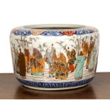 Arita porcelain jardiniere Japanese, mid 19th Century painted in an Imari palette with a band of