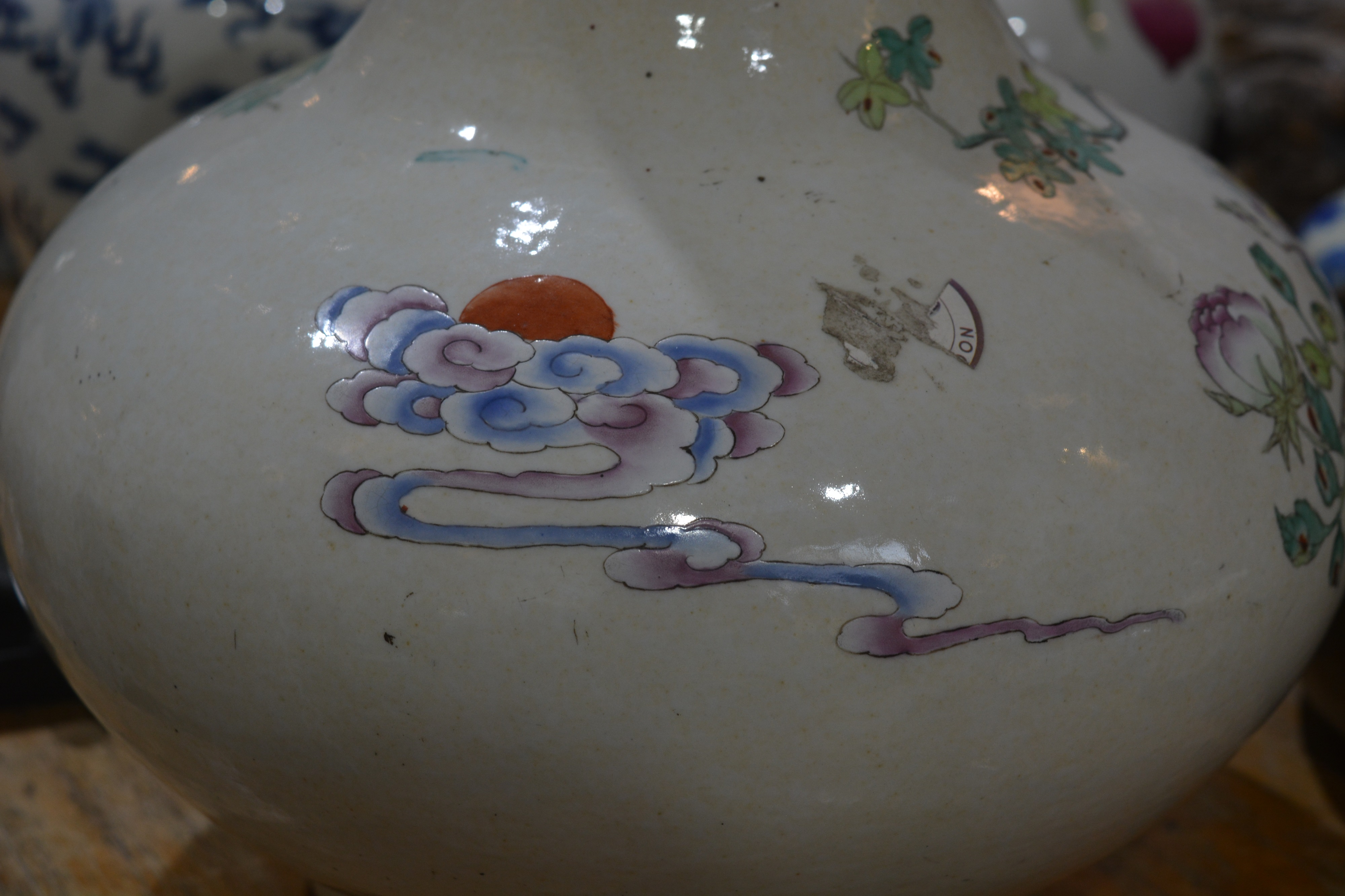 Enamelled porcelain bottle vase Chinese, Xuantong period painted with auspicious herons perched in a - Image 13 of 20