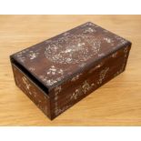 Rosewood and mother-of-pearl inlaid box Chinese, 19th Century with a central shou character and