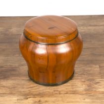 Elm rice bucket Chinese of slightly rounded form, 39cm high With some cracks.