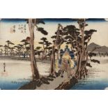 Utagawa 'Ando' Hiroshige (1797-1858) Japanese woodblock prints 'Mount Fuji seen on the left at