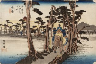 Utagawa 'Ando' Hiroshige (1797-1858) Japanese woodblock prints 'Mount Fuji seen on the left at