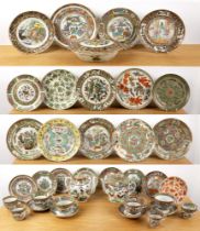 Large collection of Cantonese porcelain Chinese, late 19th/20th Century including two teapots with