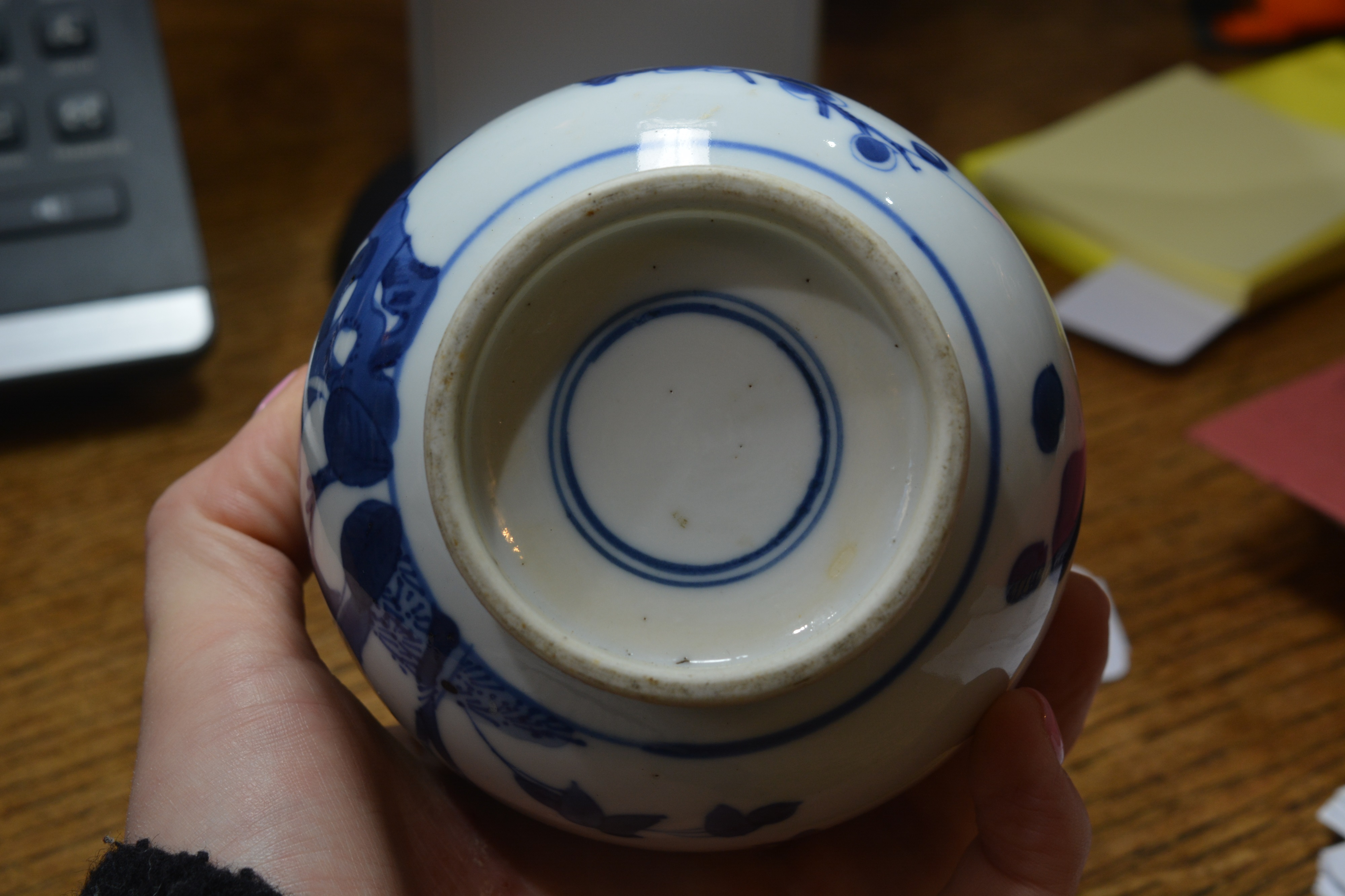 Blue and white porcelain bottle vase Chinese, Kangxi painted with branches, rockwork and blossom, - Image 6 of 9
