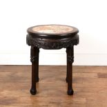 Rosewood carved and rouge marble fishtank stand Chinese, circa 1900 with a carved frieze, 50cm