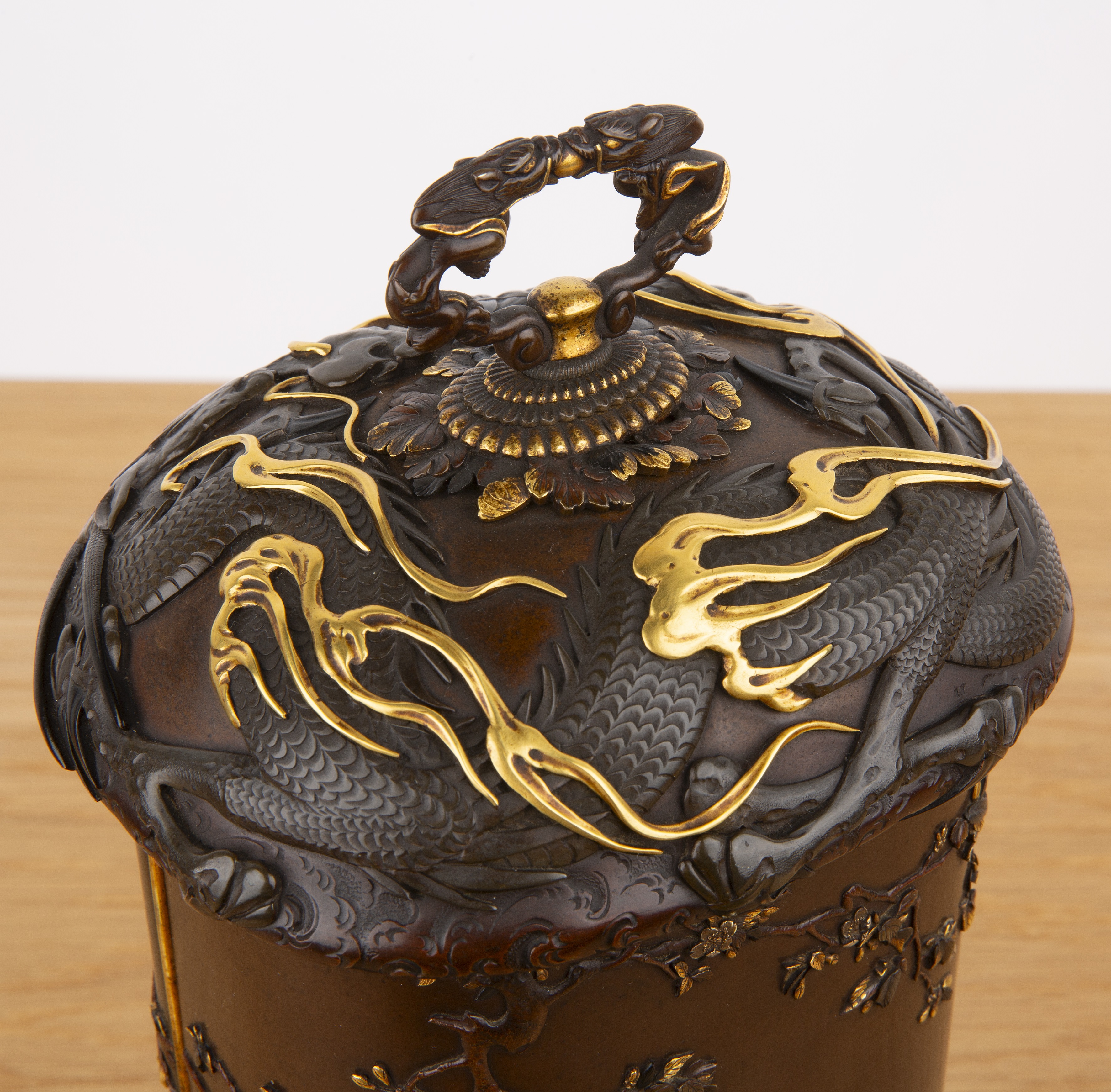 Metal and shakudo Kodansu cabinet on a dragon carved hardwood base Japanese, Meiji period in the - Image 13 of 61