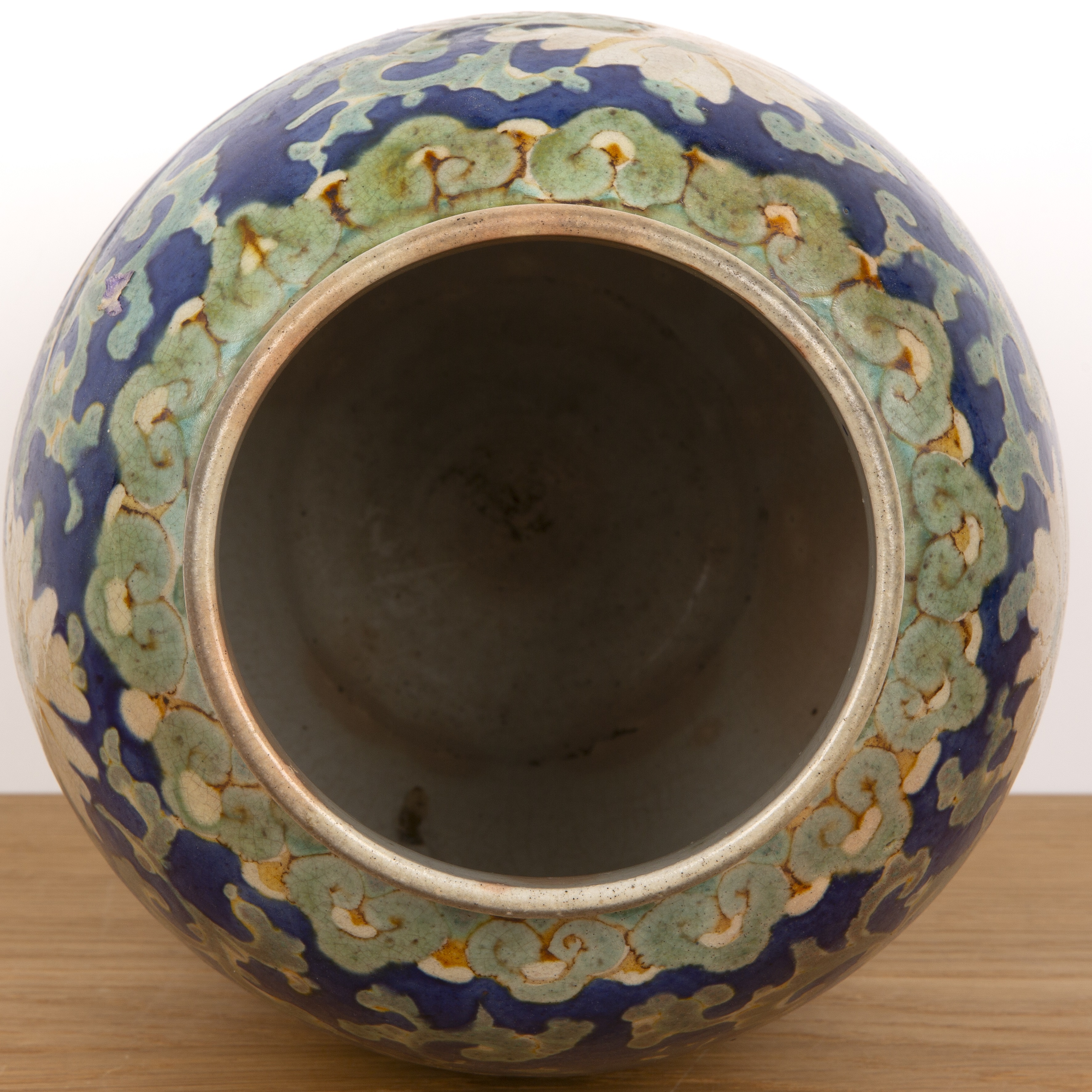 Qajar glazed vase Iran, 19th/early 20th Century decorated in the Chinese style with phoenix and - Image 3 of 4