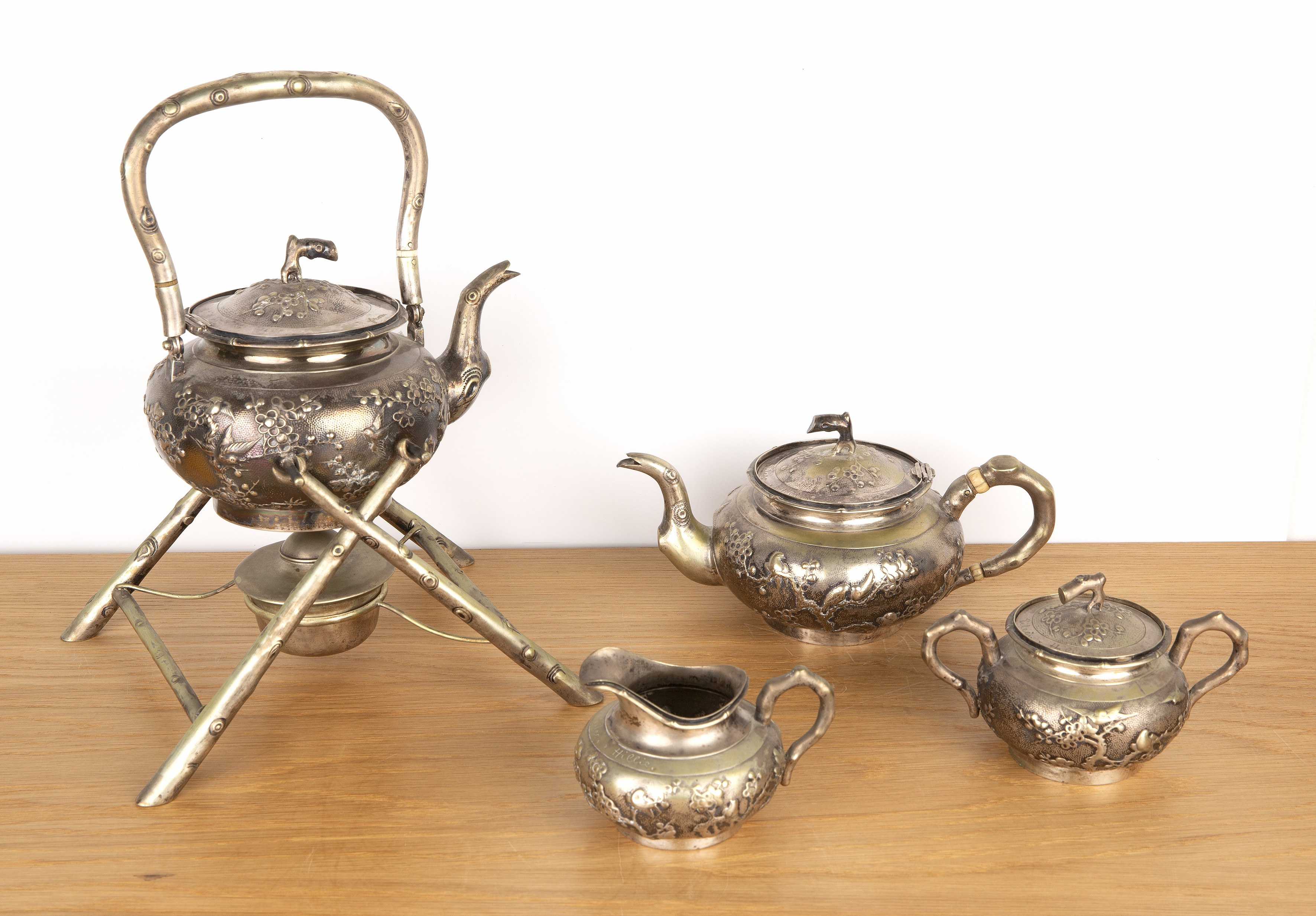 Zeewo (Shanghai) silver/white metal tea set Chinese, Export, late 19th/early 20th Century - Image 2 of 5