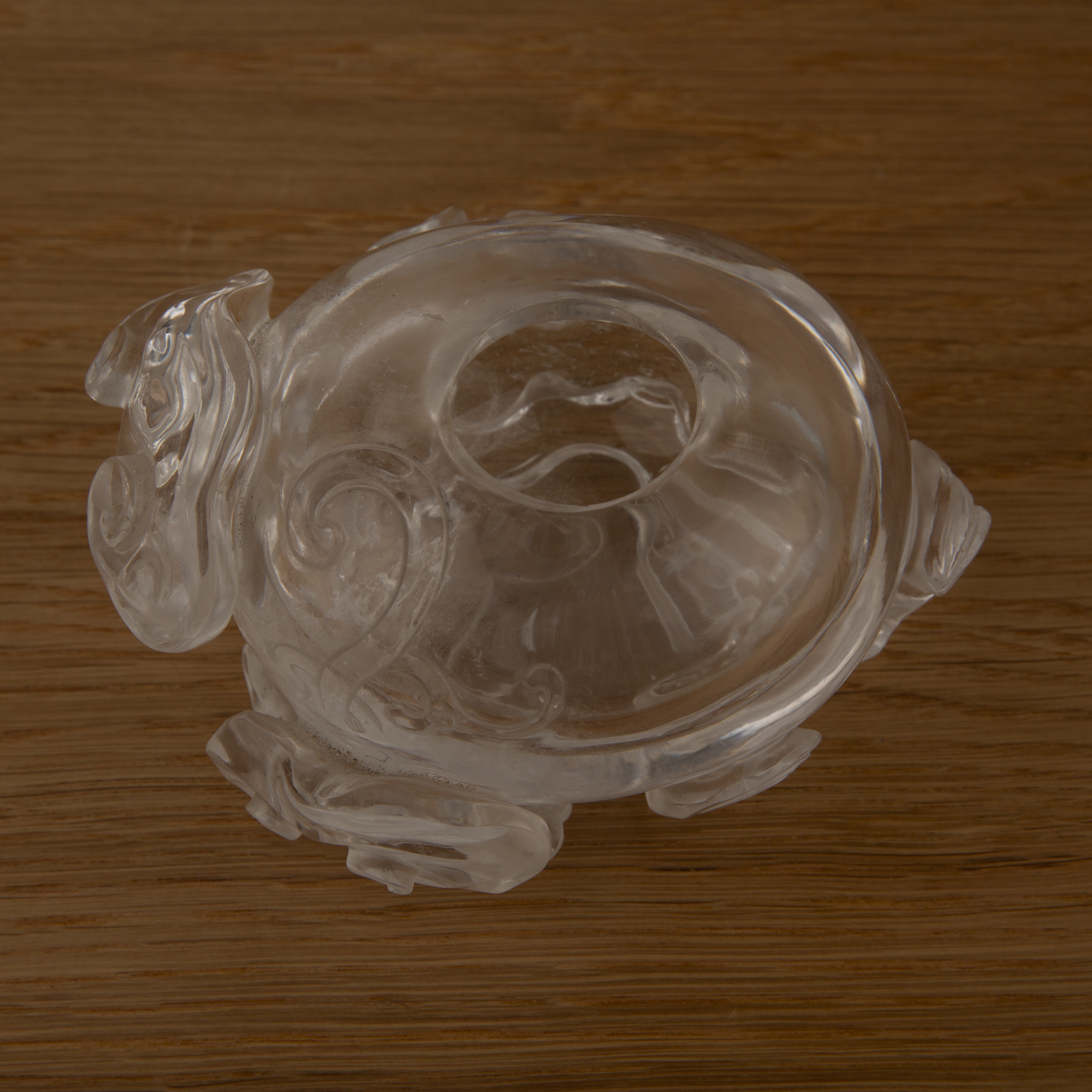 Rock crystal brush washer Chinese, 18th/19th Century of oval form, with trailing lingzhi fungus - Image 2 of 9