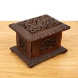 Carved boxwood small casket Chinese, 19th Century each panel is carved with pavilions, pine trees,