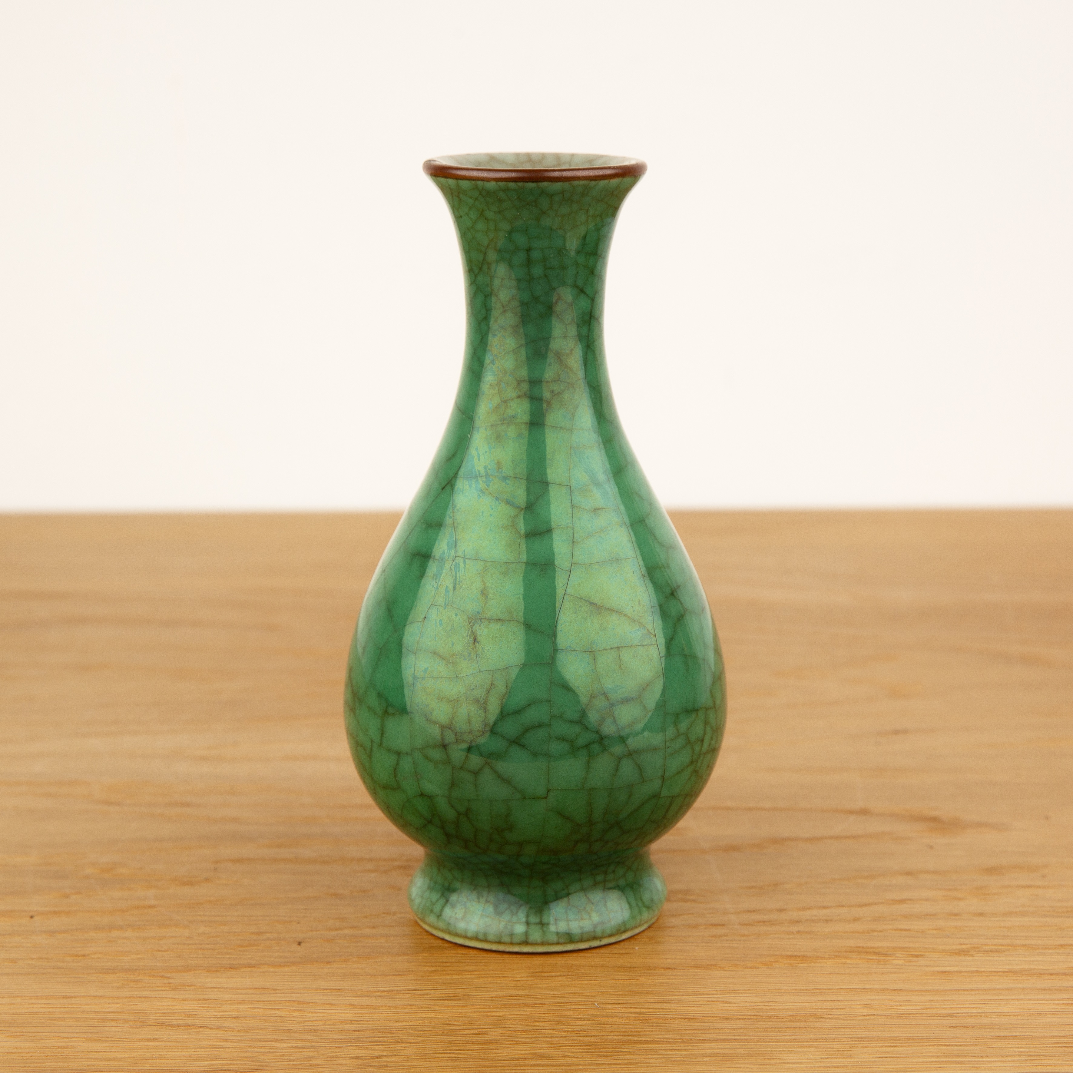 Green crackled glaze vase Chinese, 19th Century with a slightly raised foot rim, 19.4cm high Small - Image 2 of 4