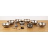 Collection of silver and metal ware Indian, late 19th/early 20th Century comprising of a group of