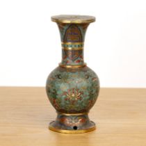 Cloisonne vase Chinese, Qianlong with taotie, lotus and ruyi decoration, 21.2cm high The vase has