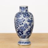 Blue and white porcelain vase Chinese, Kangxi of slightly lobed form with raised panelled decoration