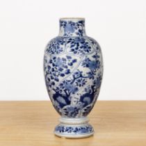 Blue and white porcelain vase Chinese, Kangxi of slightly lobed form with raised panelled decoration